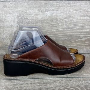 Naot Rome Women’s Sz 8/EU 39 Brown Leather Slip On Open Toe Mules Sandals